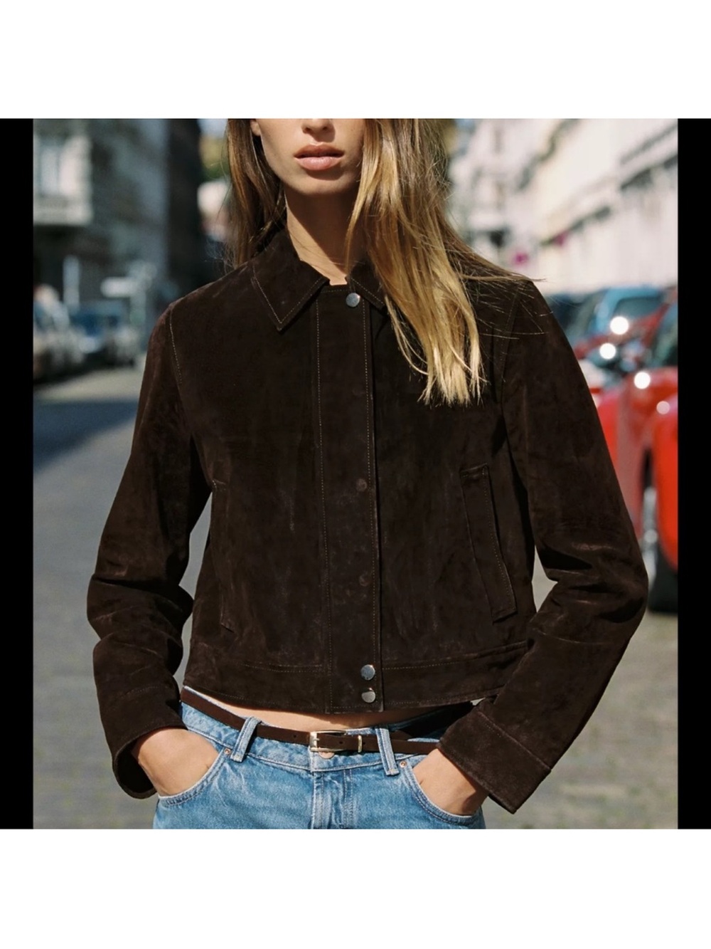 Zara Dark Brown Suede Zip-Front Women's Jacket size XL